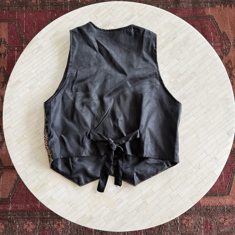 Vintage Genuine Leather Suede Tapestry Vest Womens M/L 90s Western Festival - Picture 6 of 11